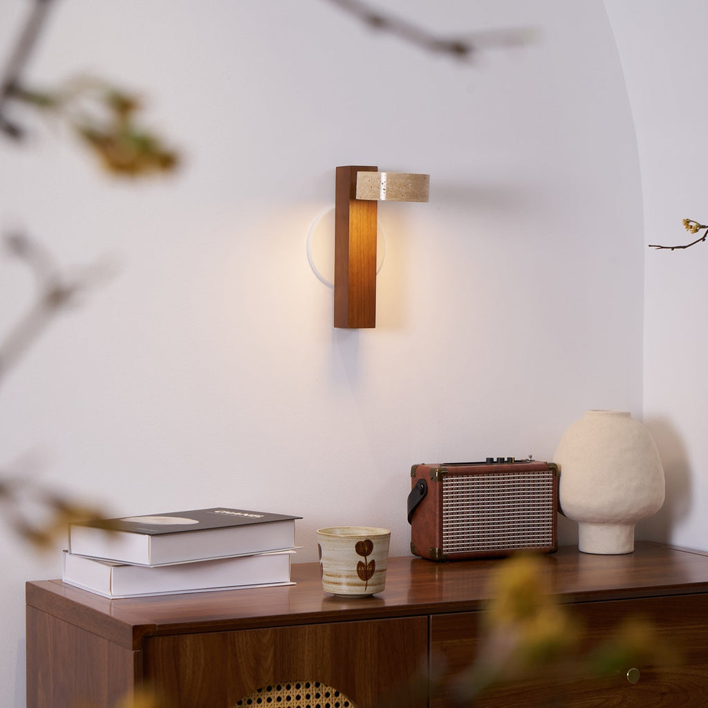 Ulvyna Applique Murale Cylindrique Empilée en Travertin - Neutralighting