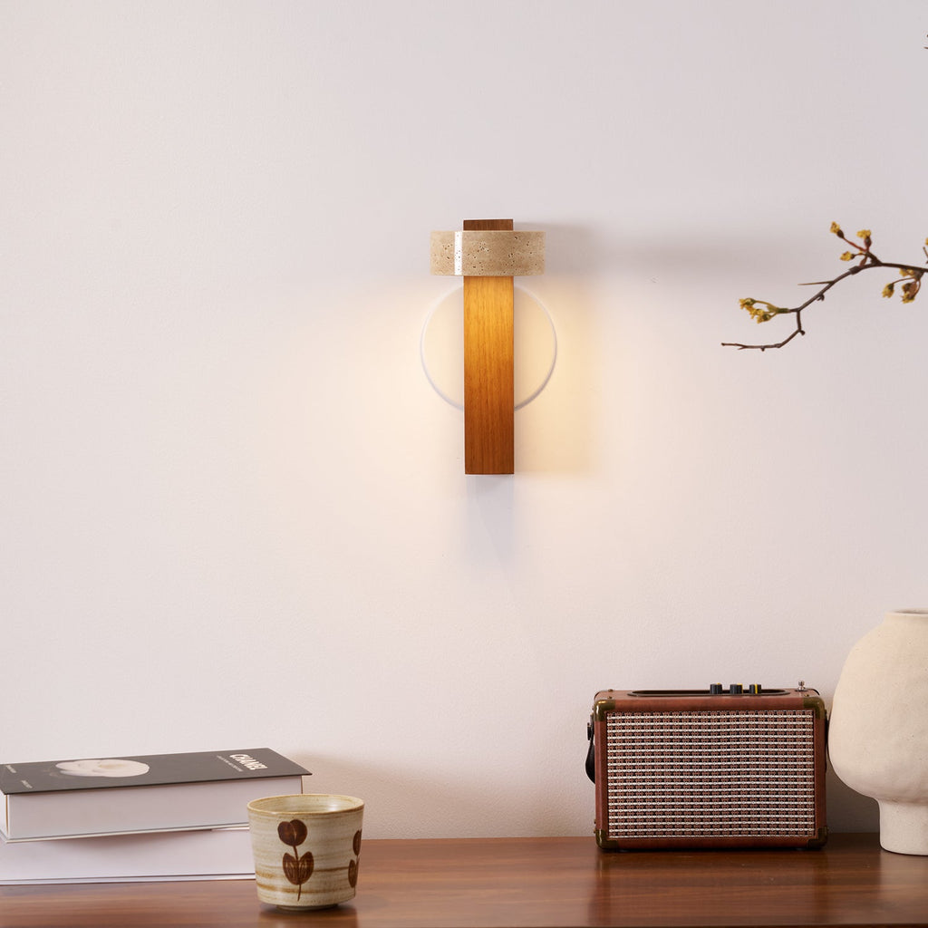 Ulvyna Applique Murale Cylindrique Empilée en Travertin - Neutralighting