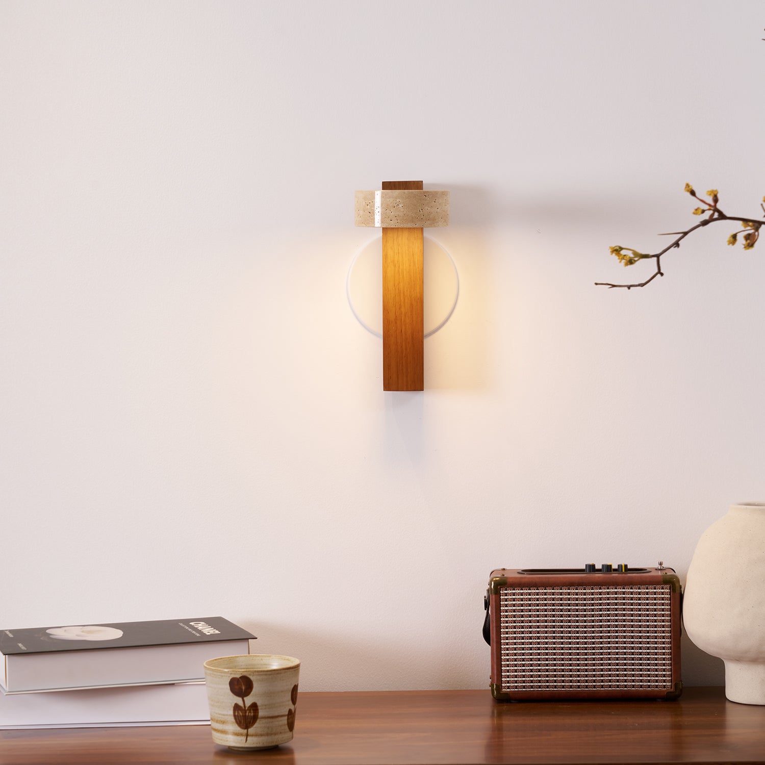 Ulvyna Applique Murale Cylindrique Empilée en Travertin - Neutralighting
