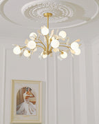 Lustra Chandelier Feuille de Ginkgo Laiton Verre - Neutralighting