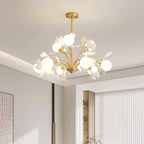 Lustra Chandelier Feuille de Ginkgo Laiton Verre - Neutralighting