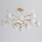 Lustra Chandelier Feuille de Ginkgo Laiton Verre - Neutralighting