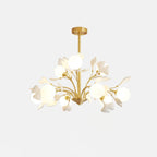 Lustra Chandelier Feuille de Ginkgo Laiton Verre - Neutralighting
