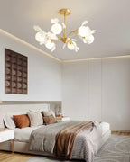 Lustra Chandelier Feuille de Ginkgo Laiton Verre - Neutralighting
