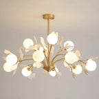 Lustra Chandelier Feuille de Ginkgo Laiton Verre - Neutralighting