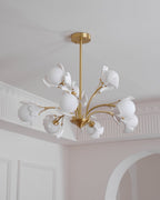 Lustra Chandelier Feuille de Ginkgo Laiton Verre - Neutralighting