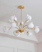Lustra Chandelier Feuille de Ginkgo Laiton Verre - Neutralighting