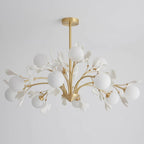 Lustra Chandelier Feuille de Ginkgo Laiton Verre - Neutralighting