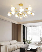 Lustra Chandelier Feuille de Ginkgo Laiton Verre - Neutralighting