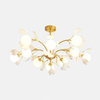 Lustra Chandelier Feuille de Ginkgo Laiton Verre - Neutralighting