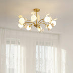 Lustra Chandelier Feuille de Ginkgo Laiton Verre - Neutralighting