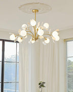 Lustra Chandelier Feuille de Ginkgo Laiton Verre - Neutralighting