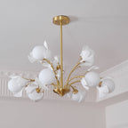 Lustra Chandelier Feuille de Ginkgo Laiton Verre - Neutralighting