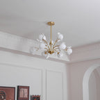 Lustra Chandelier Feuille de Ginkgo Laiton Verre - Neutralighting