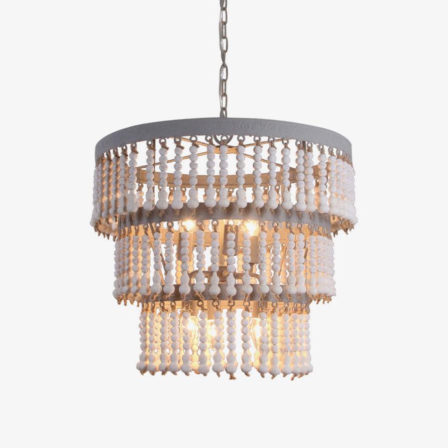 Lustra Chandelier Bois Empilé Perles - Neutralighting