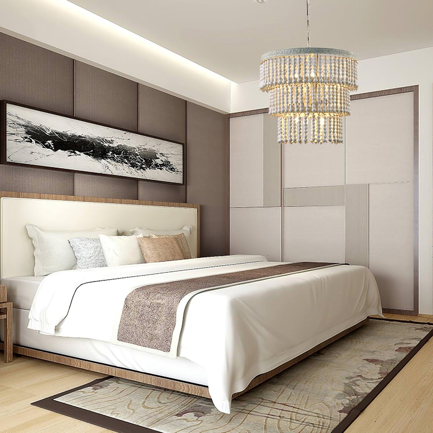 Lustra Chandelier Bois Empilé Perles - Neutralighting