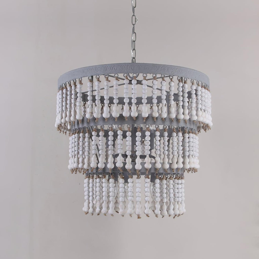 Lustra Chandelier Bois Empilé Perles - Neutralighting