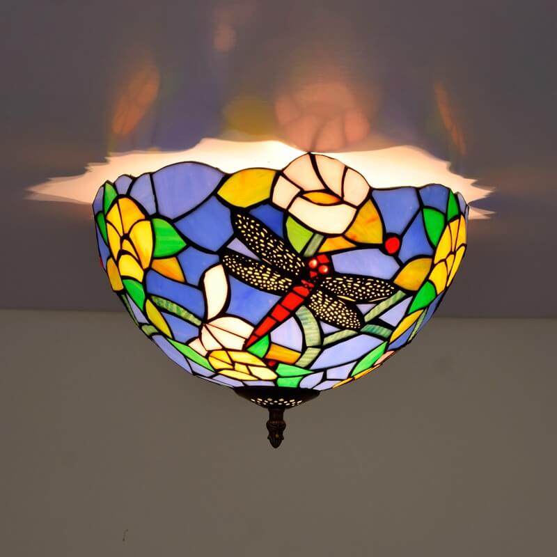 Tiffany Vintage Plafonnier Verre Chambre À Coucher - Neutralighting