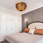 Tiffany Vintage LED Plafonnier Métal/Verre Chambre À Coucher - Neutralighting
