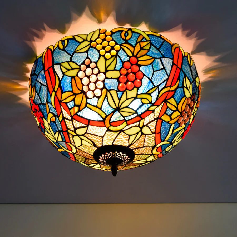 Tiffany Vintage LED Plafonnier Métal/Verre Chambre À Coucher - Neutralighting