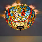 Tiffany Vintage LED Plafonnier Métal/Verre Chambre À Coucher - Neutralighting