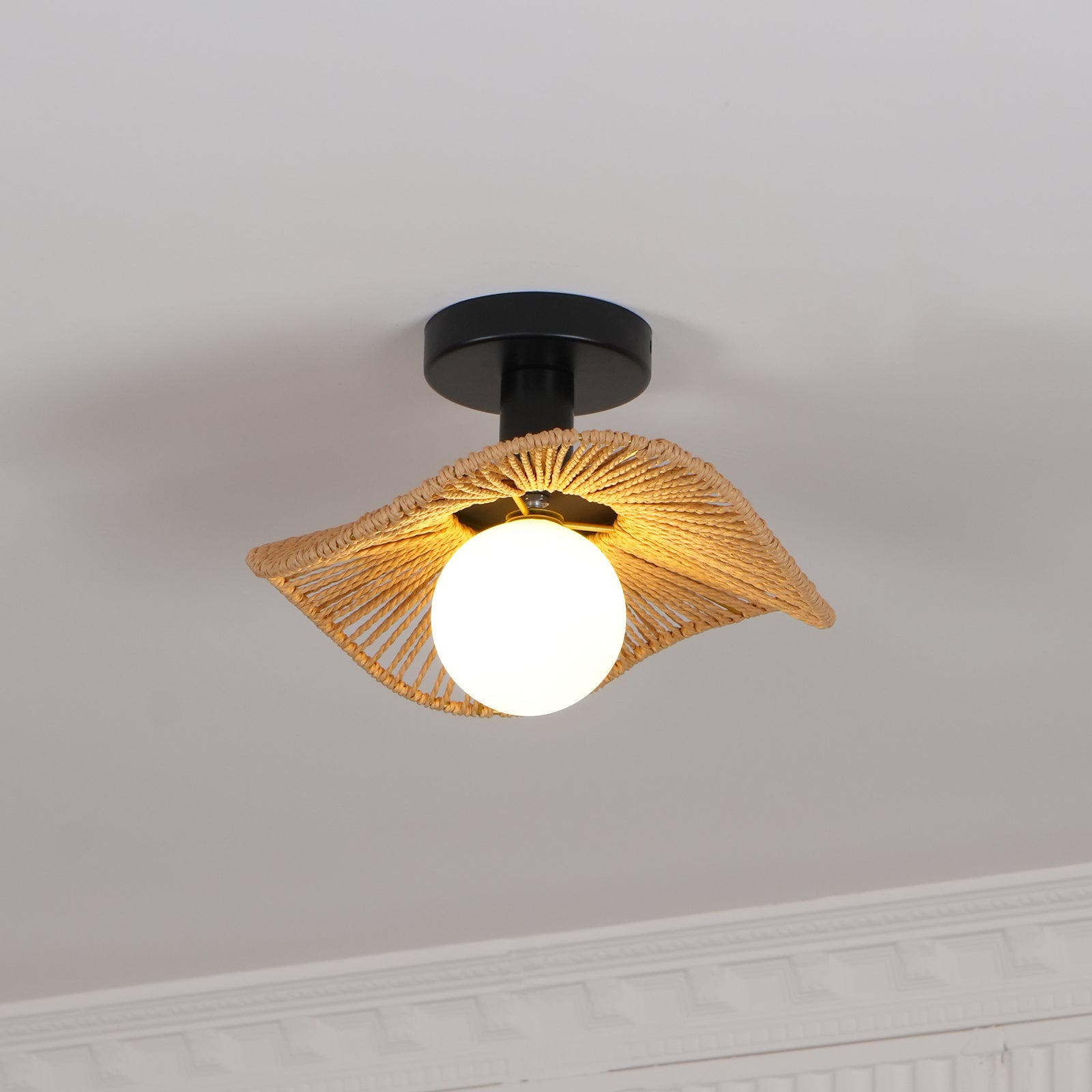 Fynora Lustra Plafonnier Semi-Encastré Tissé Élégant - Neutralighting