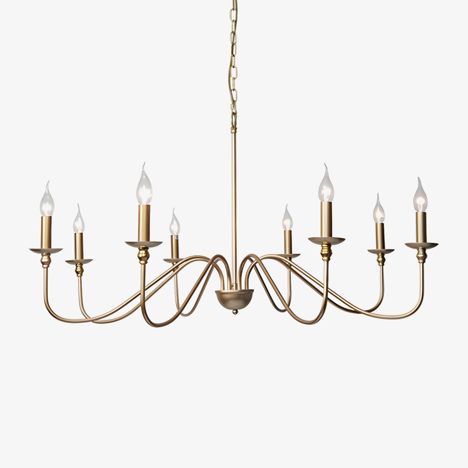 Lustra Chandelier Bougie Dorée Bras Courbés - Neutralighting