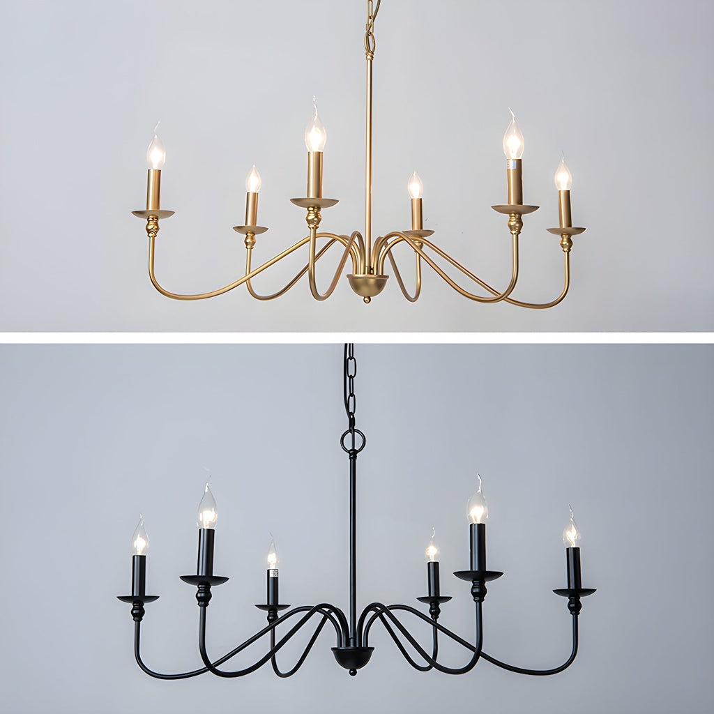 Lustra Chandelier Bougie Dorée Bras Courbés - Neutralighting