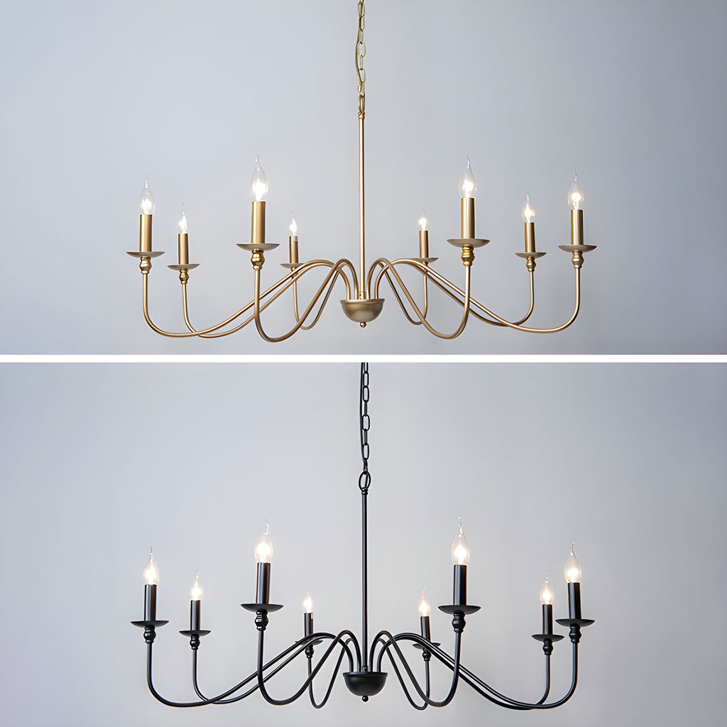 Lustra Chandelier Bougie Dorée Bras Courbés - Neutralighting