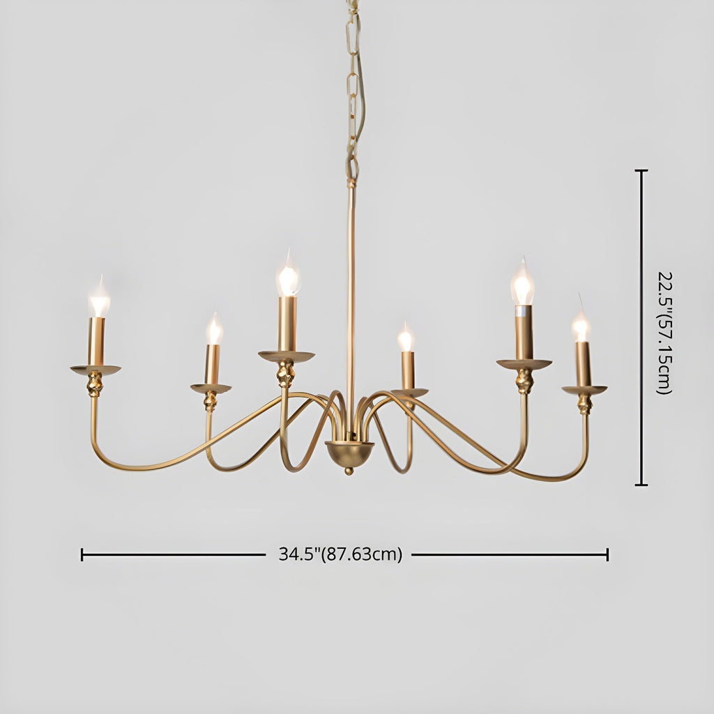 Lustra Chandelier Bougie Dorée Bras Courbés - Neutralighting