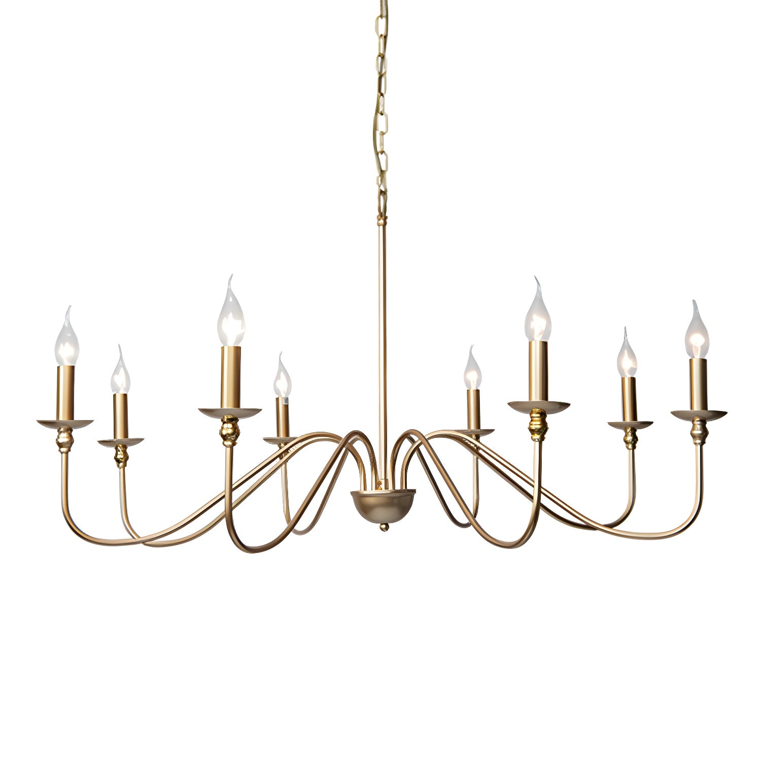Lustra Chandelier Bougie Dorée Bras Courbés - Neutralighting