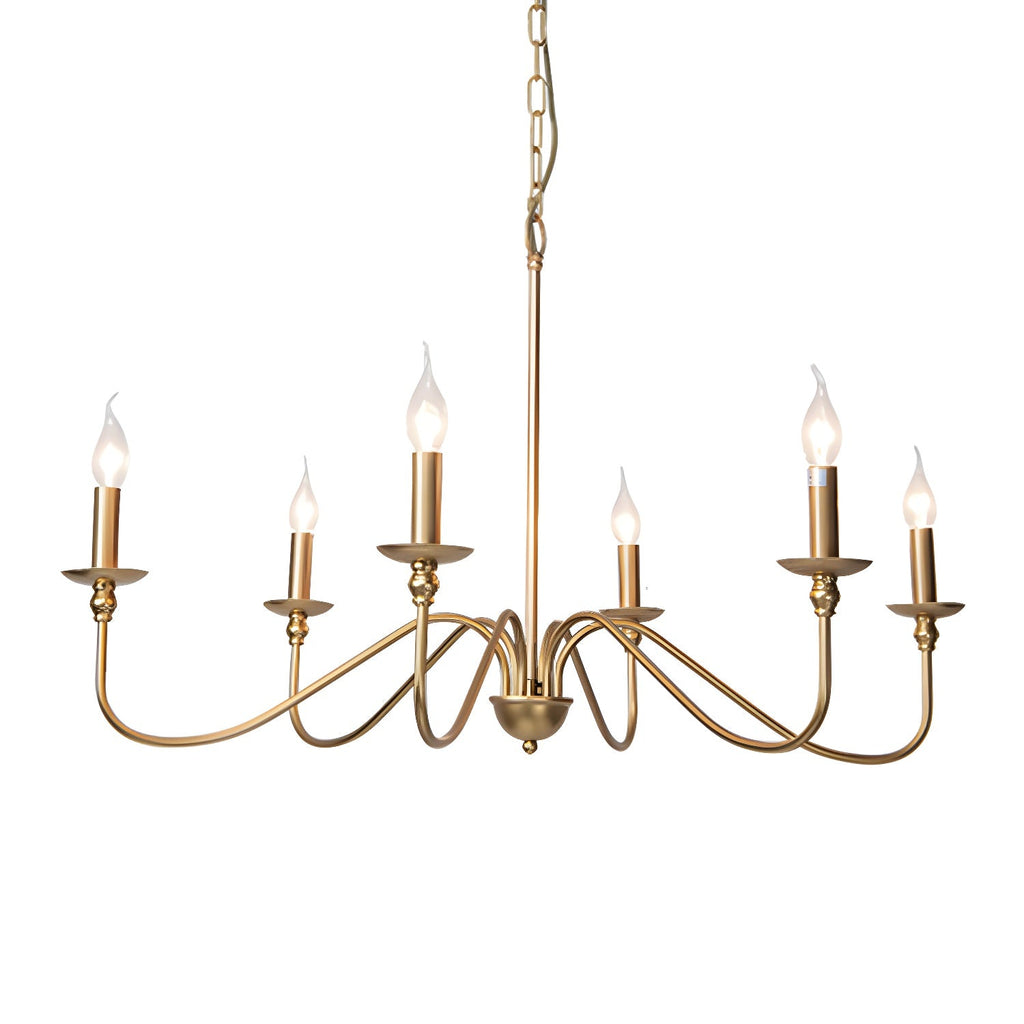 Lustra Chandelier Bougie Dorée Bras Courbés - Neutralighting