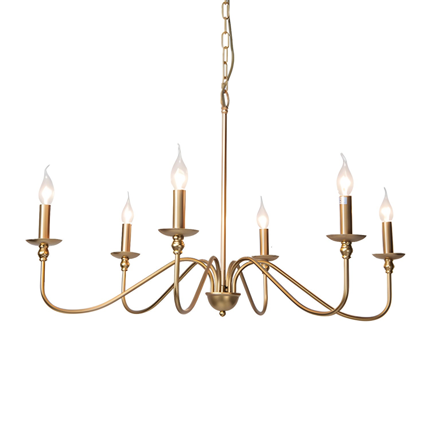 Lustra Chandelier Bougie Dorée Bras Courbés - Neutralighting