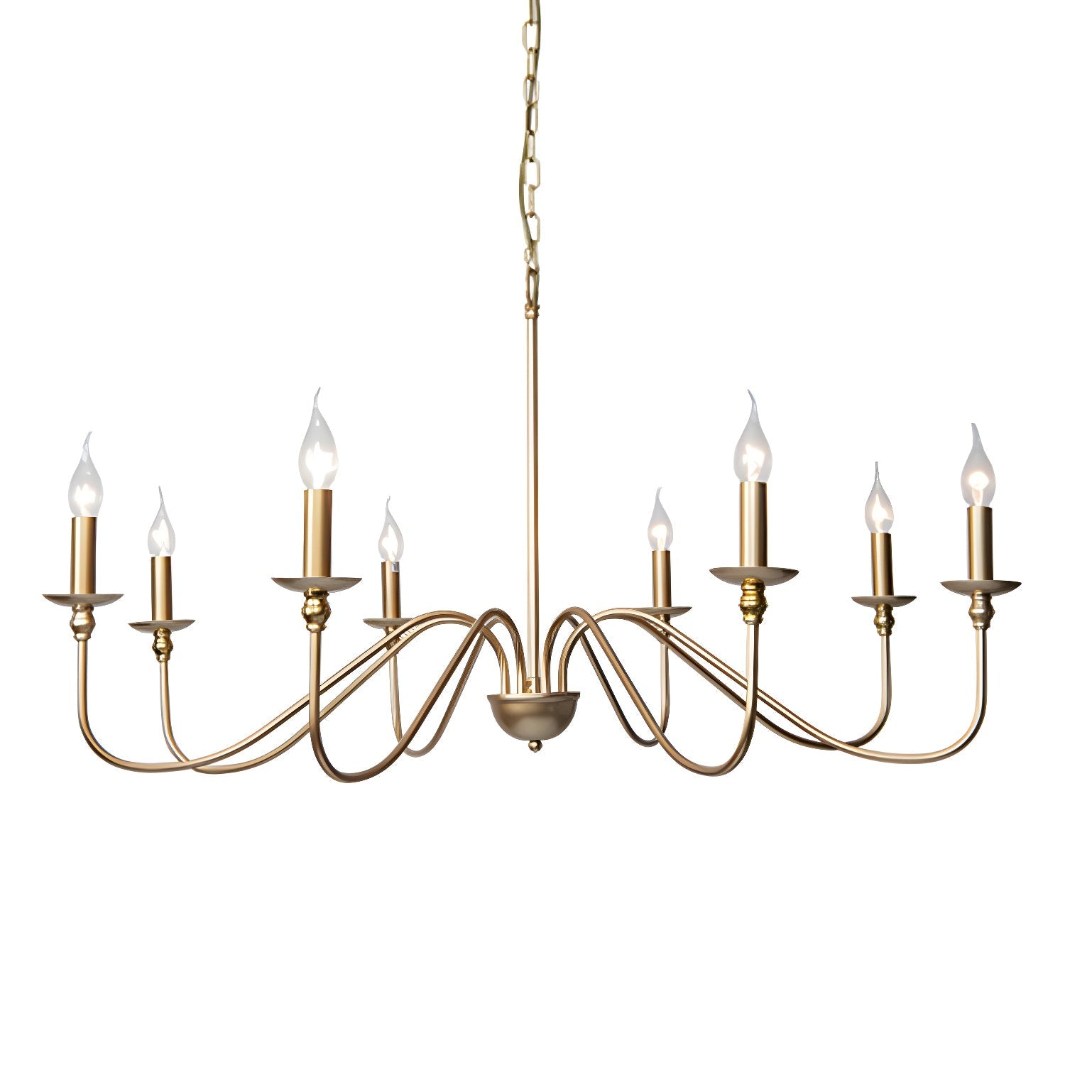 Lustra Chandelier Bougie Dorée Bras Courbés - Neutralighting