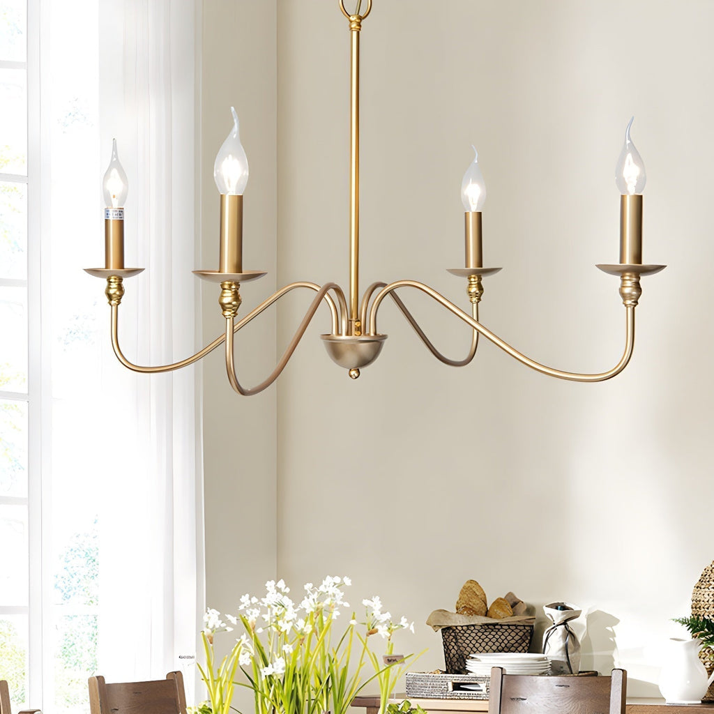 Lustra Chandelier Bougie Dorée Bras Courbés - Neutralighting