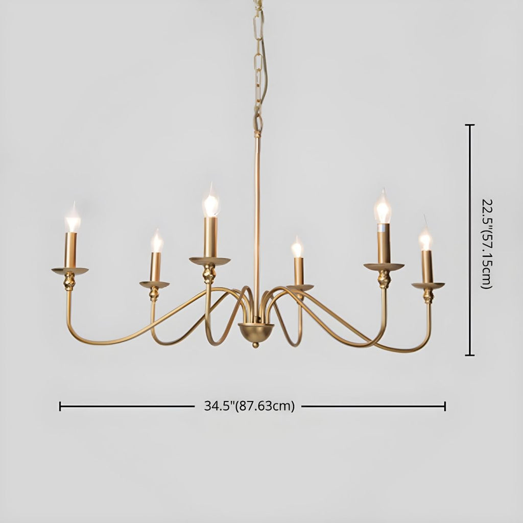 Lustra Chandelier Bougie Dorée Bras Courbés - Neutralighting
