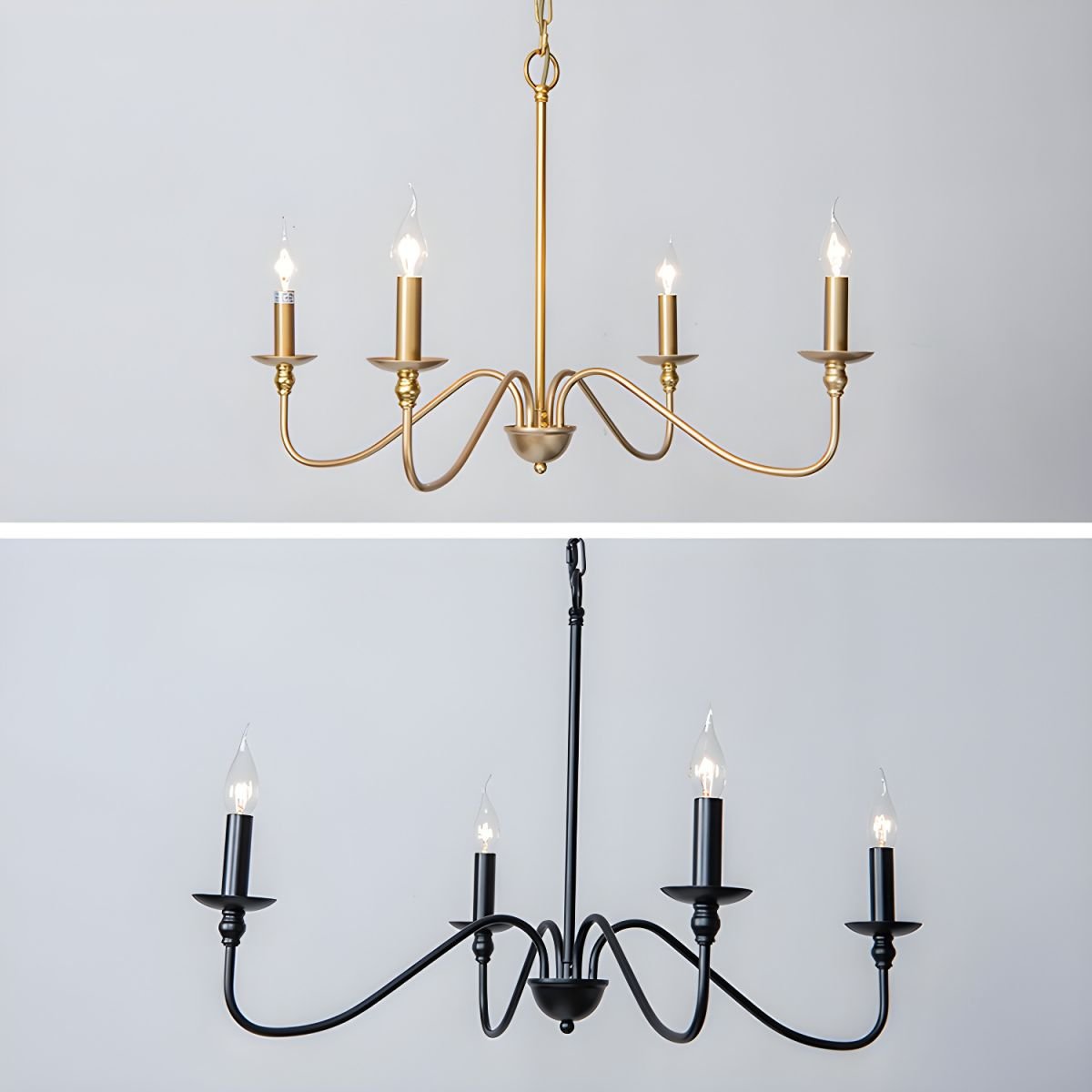 Lustra Chandelier Bougie Dorée Bras Courbés - Neutralighting