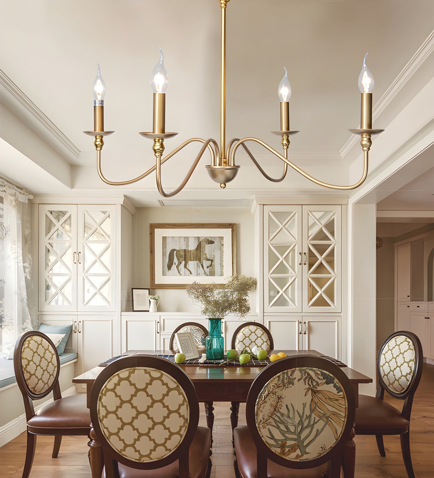 Lustra Chandelier Bougie Dorée Bras Courbés - Neutralighting