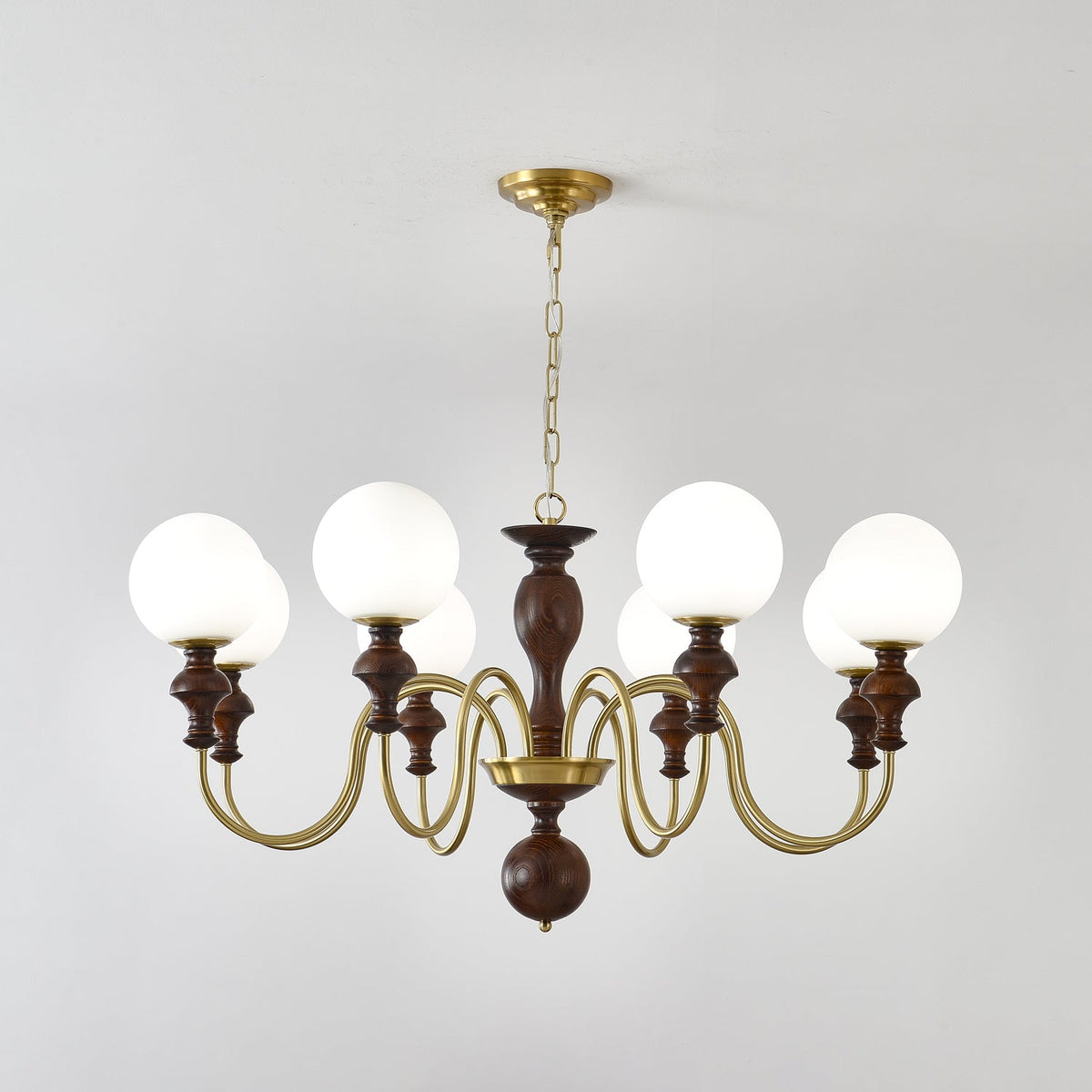 Lustra Chandelier Bois Laiton Globe Intemporel - Neutralighting