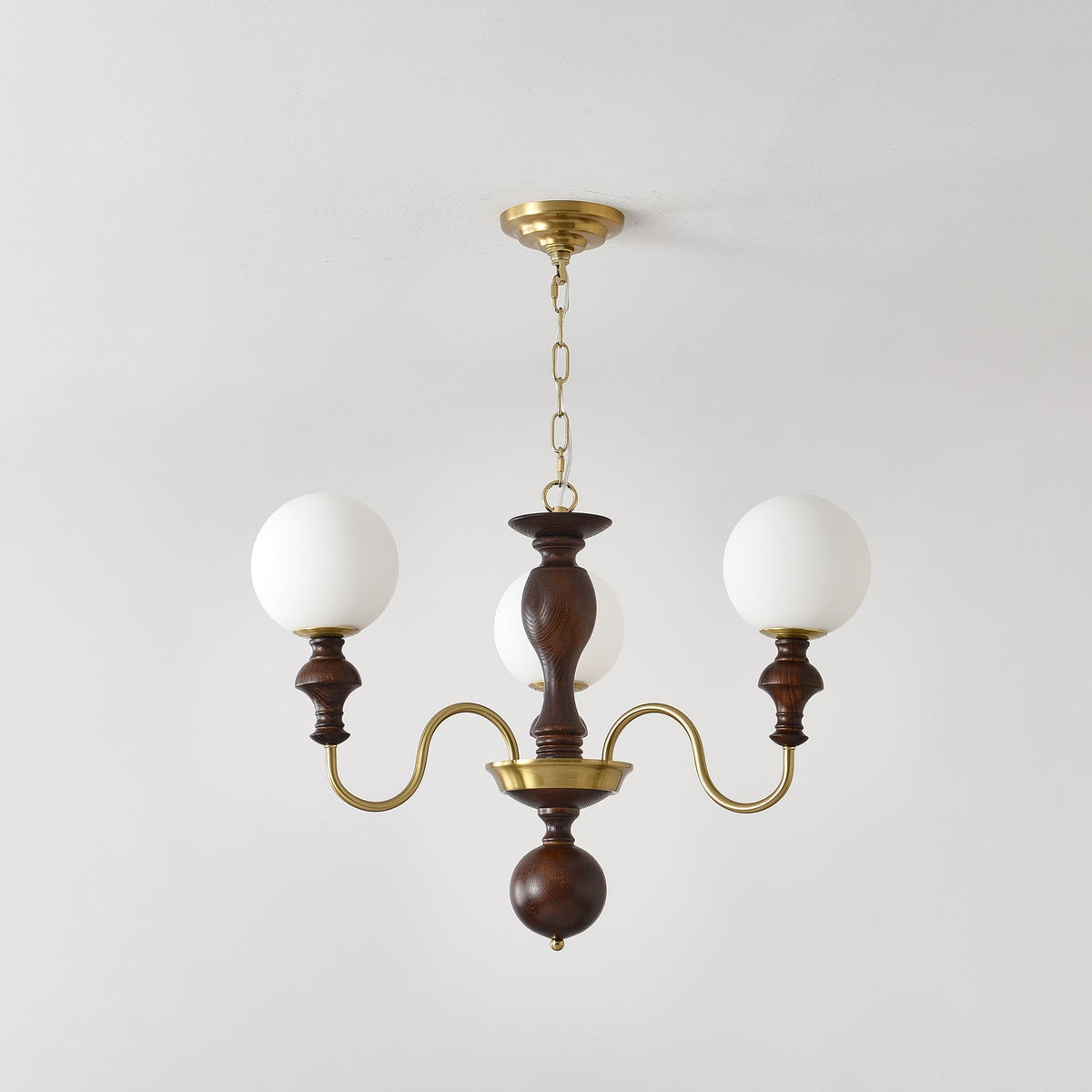 Lustra Chandelier Bois Laiton Globe Intemporel - Neutralighting