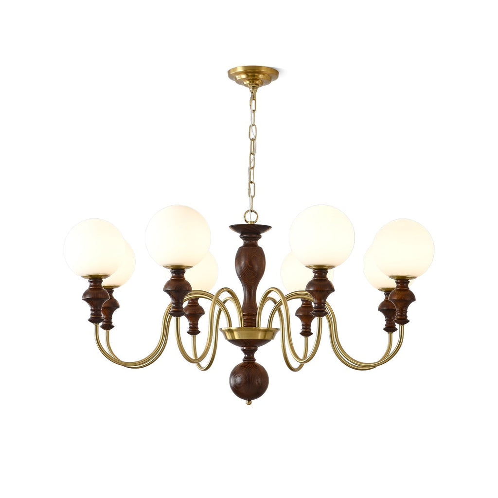 Lustra Chandelier Bois Laiton Globe Intemporel - Neutralighting