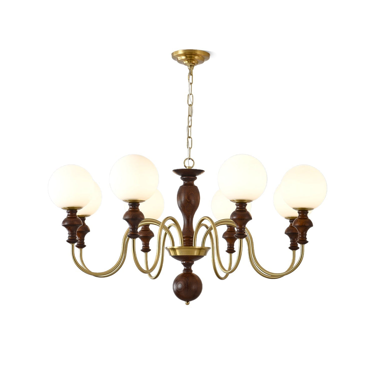 Lustra Chandelier Bois Laiton Globe Intemporel - Neutralighting