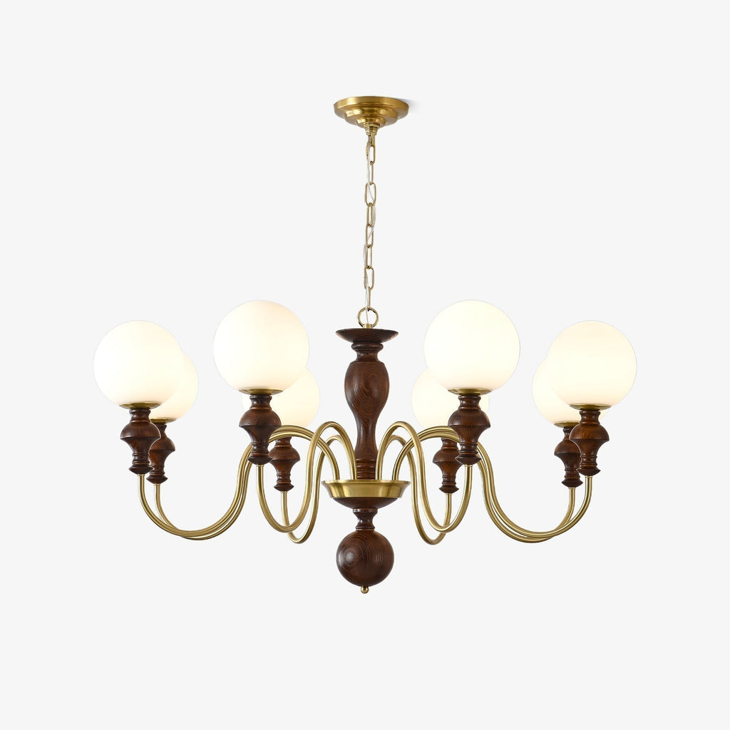 Lustra Chandelier Bois Laiton Globe Intemporel - Neutralighting