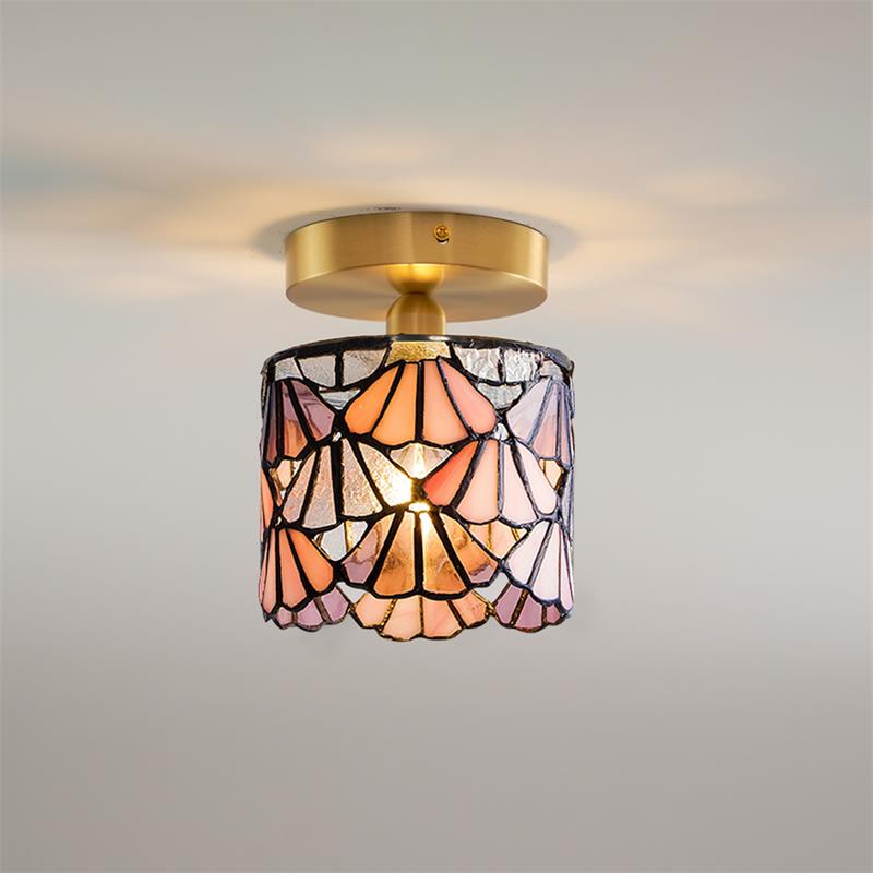 Rosavine Plafonnier Semi-Encastré Verre Coloré Tiffany - Neutralighting