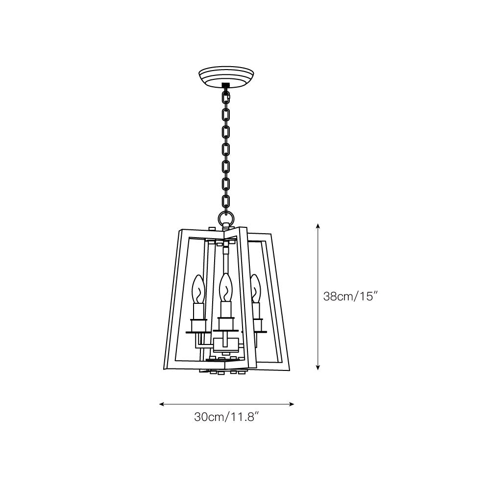 Tinsley Ancien Ouvrir Cadre Bois Lumière Pendentif - Neutralighting