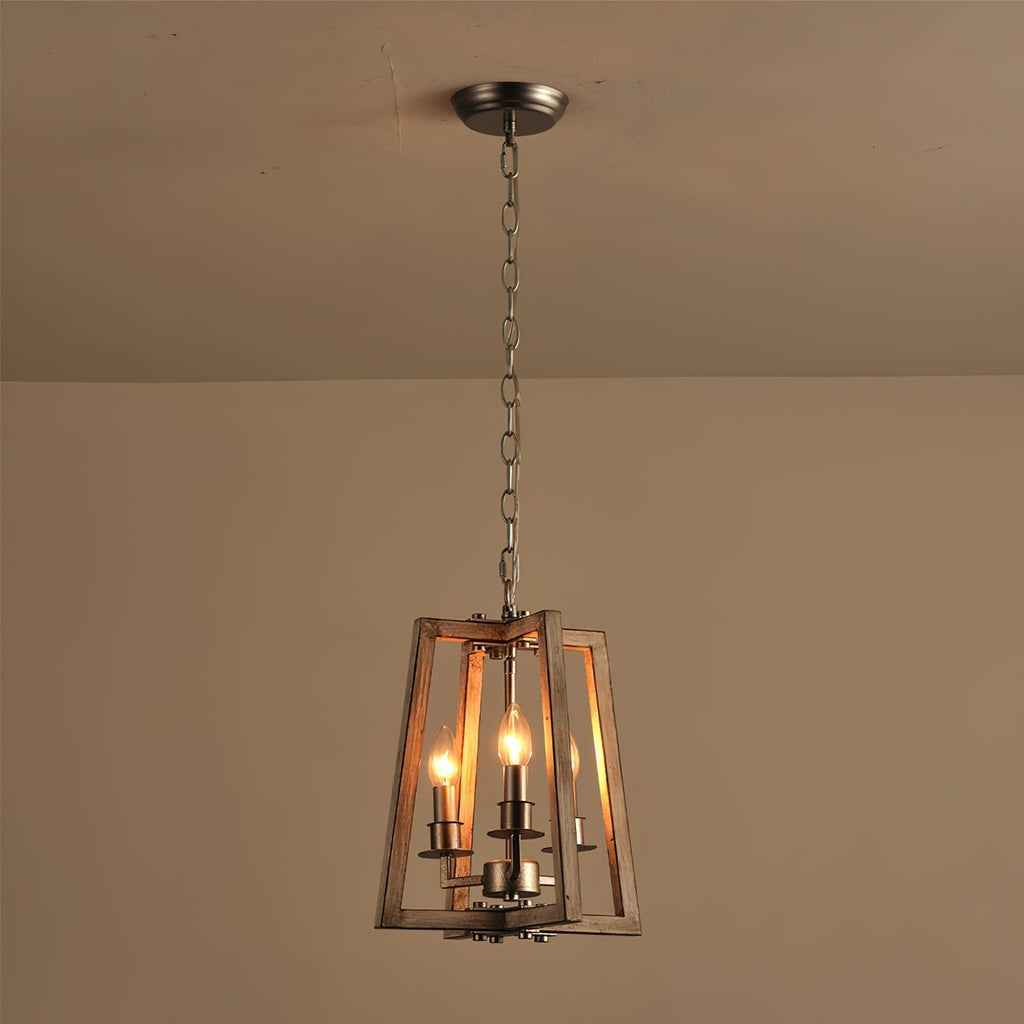Tinsley Ancien Ouvrir Cadre Bois Lumière Pendentif - Neutralighting