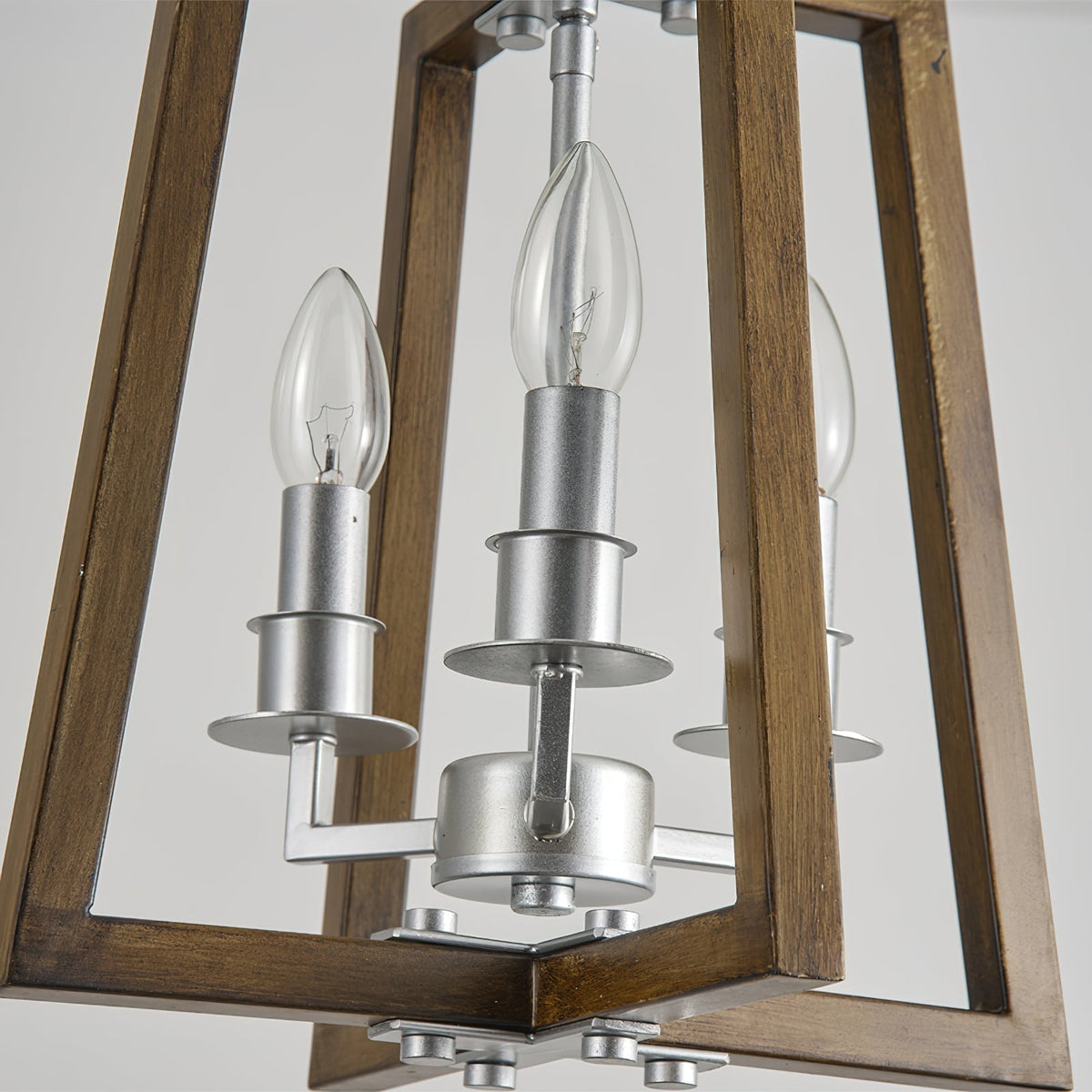 Tinsley Ancien Ouvrir Cadre Bois Lumière Pendentif - Neutralighting