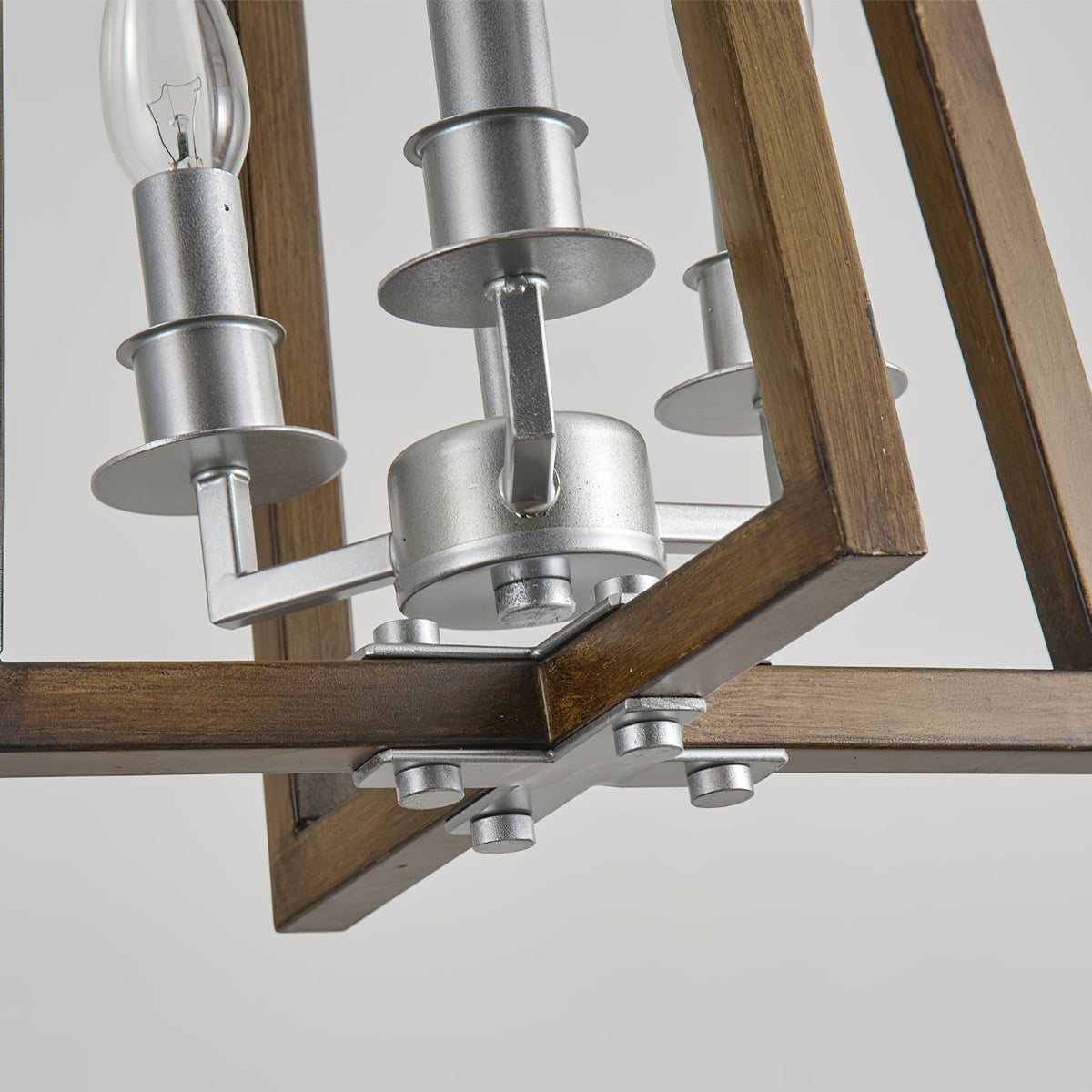 Tinsley Ancien Ouvrir Cadre Bois Lumière Pendentif - Neutralighting