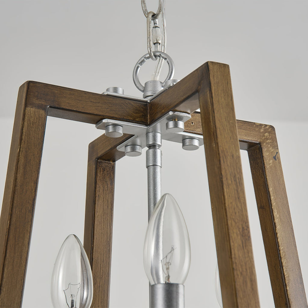 Tinsley Ancien Ouvrir Cadre Bois Lumière Pendentif - Neutralighting
