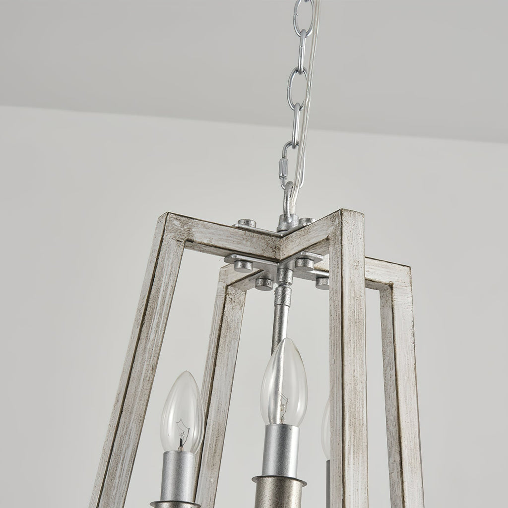 Tinsley Ancien Ouvrir Cadre Bois Lumière Pendentif - Neutralighting